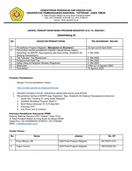 PENDAFTARAN CALON MABA GELOMBANG II SUDAH DIBUKA